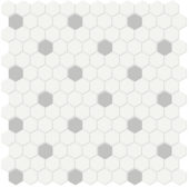 1" White w/ Loft Grey Matte Hex Mosaic | Glens Falls Tile & Supplies