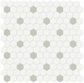 1" White w/ Soft Sage Matte Hex Mosaic | Glens Falls Tile & Supplies