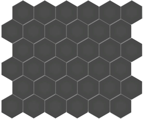 2" Retro Black Matte Unglazed Hex Mosaic | Glens Falls Tile & Supplies