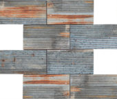 2.8"X6" Rust Industrial Linear Relief Pattern Glazed Ceramic Mosaic | Glens Falls Tile & Supplies