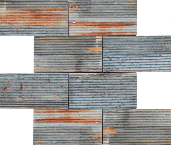 2.8"X6" Rust Industrial Linear Relief Pattern Glazed Ceramic Mosaic
