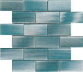 2"X4" Linear Aqua Glass Brick Pattern Mosaic | Glens Falls Tile & Supplies