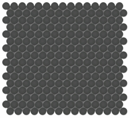 3/4" Retro Black Matte Penny Round Mosaic | Glens Falls Tile & Supplies