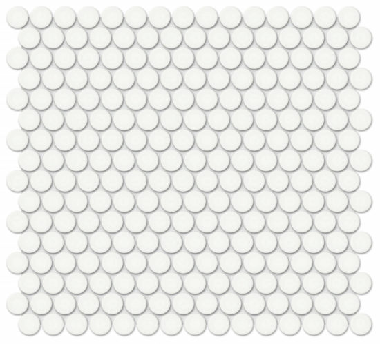 3/4" White Glossy Penny Round Mosaic | Glens Falls Tile & Supplies