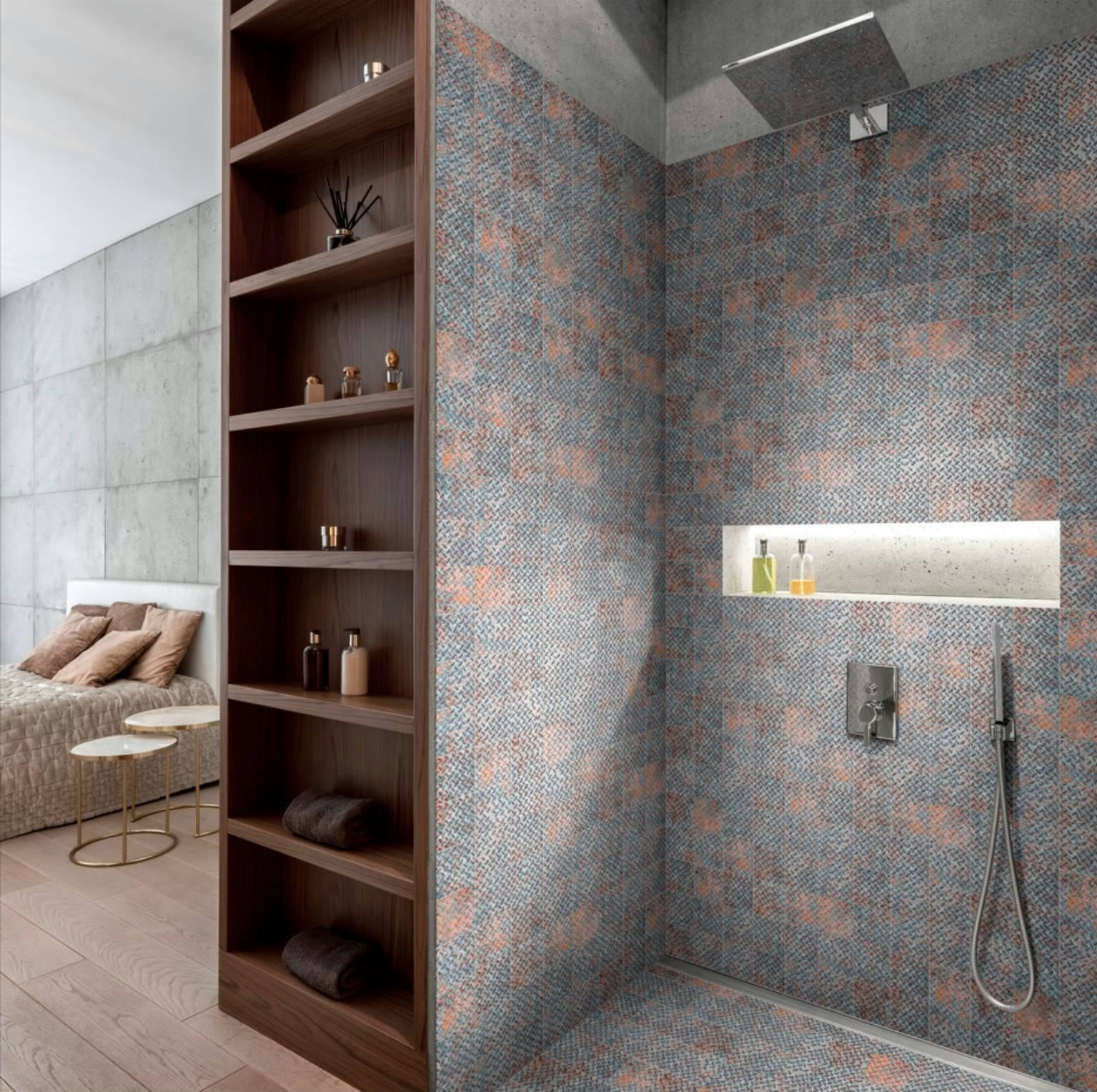 4x4 Rust Industrial Relief Pattern Glazed Ceramic Mosaic | Glens Falls Tile & Supplies