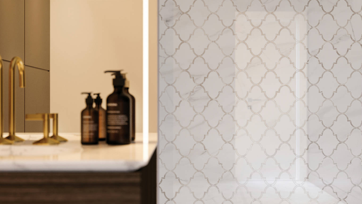 Ardor Infatuation Arabesque Polished Mosaic 3 | Glens Falls Tile & Supplies