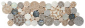 Beige Penny Round Décor / Glass Interlocking Border | Glens Falls Tile & Supplies