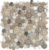 Beige Penny Round Décor/Glass Stone Interrlocking Mosaic | Glens Falls Tile & Supplies