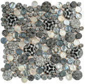 Black Penny Round Décor/Glass Stone Interlocking Mosaic | Glens Falls Tile & Supplies