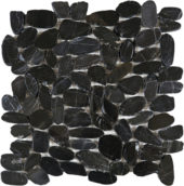 Black Sliced Polished Pebble Interlocking Mosaic | Glens Falls Tile & Supplies