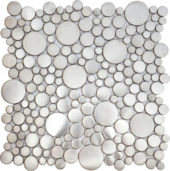 Brushed Silver Penny Rounds Inox Metal Interlocking Mosaic | Glens Falls Tile & Supplies