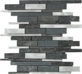Grey/Black Stone Aluminum Mix Baguette Interlocking Mosaic | Glens Falls Tile & Supplies