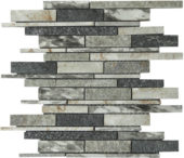 Grey/Green/Beige Mix Stone Baguette Interlocking Mosaic | Glens Falls Tile & Supplies