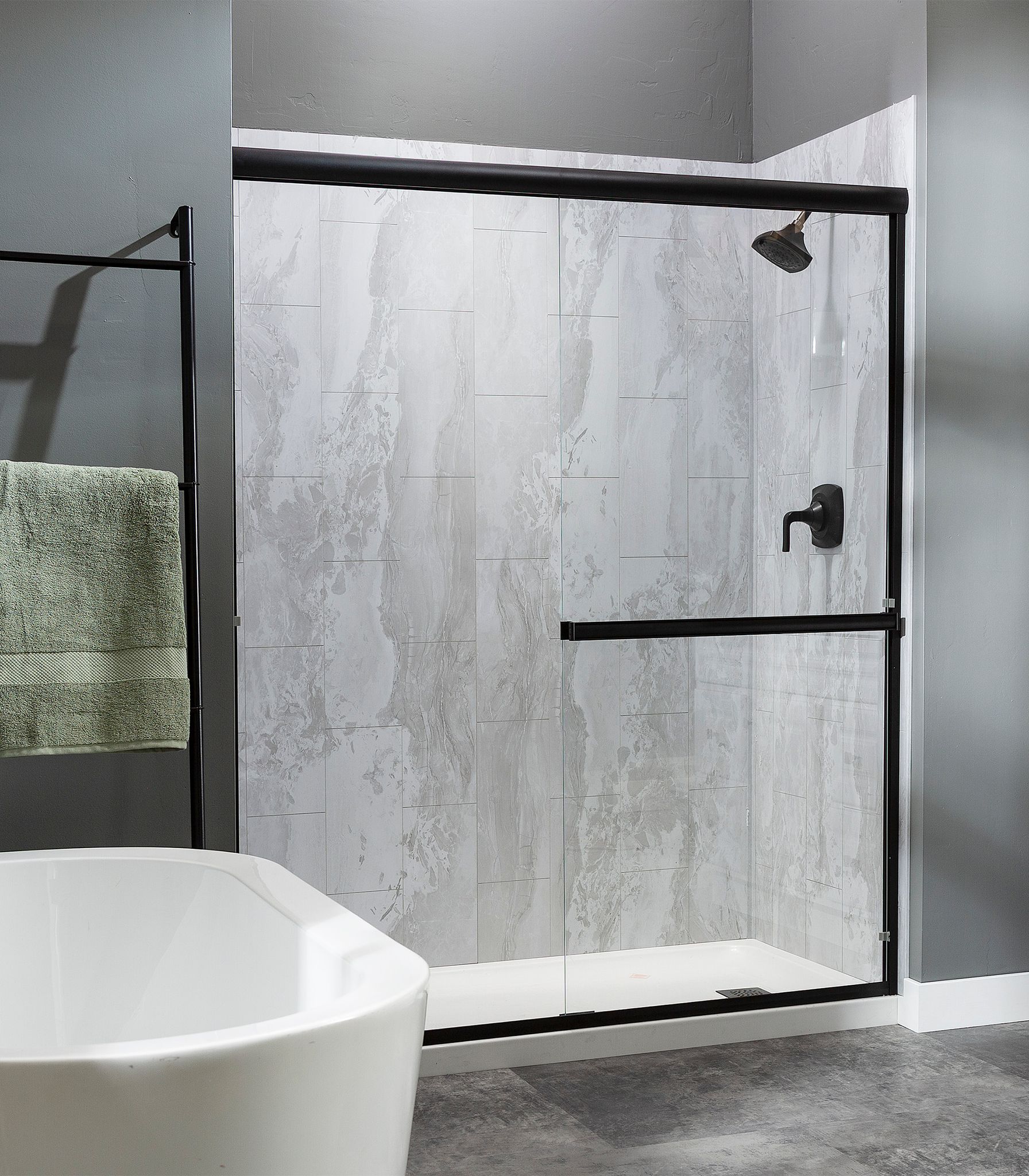 Iced Pewter Shower Wall Kit 30x60x78 | Glens Falls Tile & Supplies