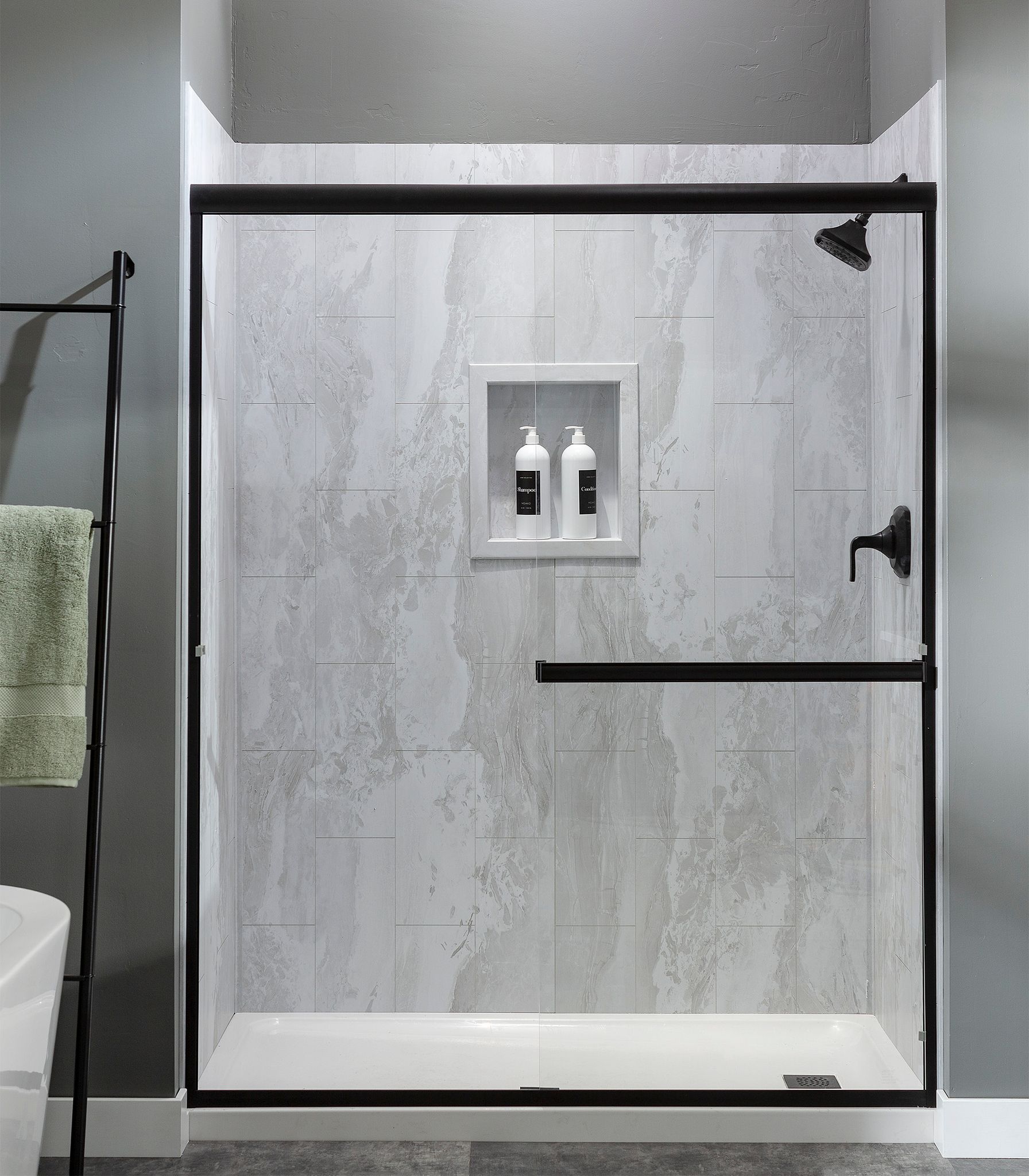 Iced Pewter Shower Wall Kit 36x36x78 | Glens Falls Tile & Supplies