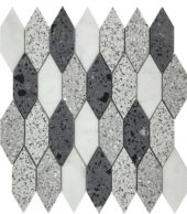 Long Hexagon Terrazzo Marble White Grey Black Mix Mosaic | Glens Falls Tile & Supplies