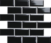Mini Subway Black Glazed Porcelain Interlocking Mosaic 2"X4" | Glens Falls Tile & Supplies