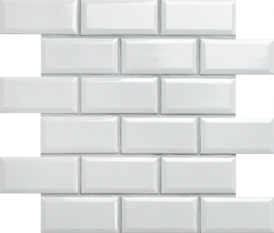 Mini Subway White Glazed Porcelain Interlocking Mosaic 2"X4" | Glens Falls Tile & Supplies