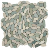 Mix White/Green Sliced Matte Pebble Interlocking Mosaic | Glens Falls Tile & Supplies