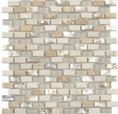 Mother Of Pearl Glass Marble Beige/White Mix Brick | Glens Falls Tile & Supplies