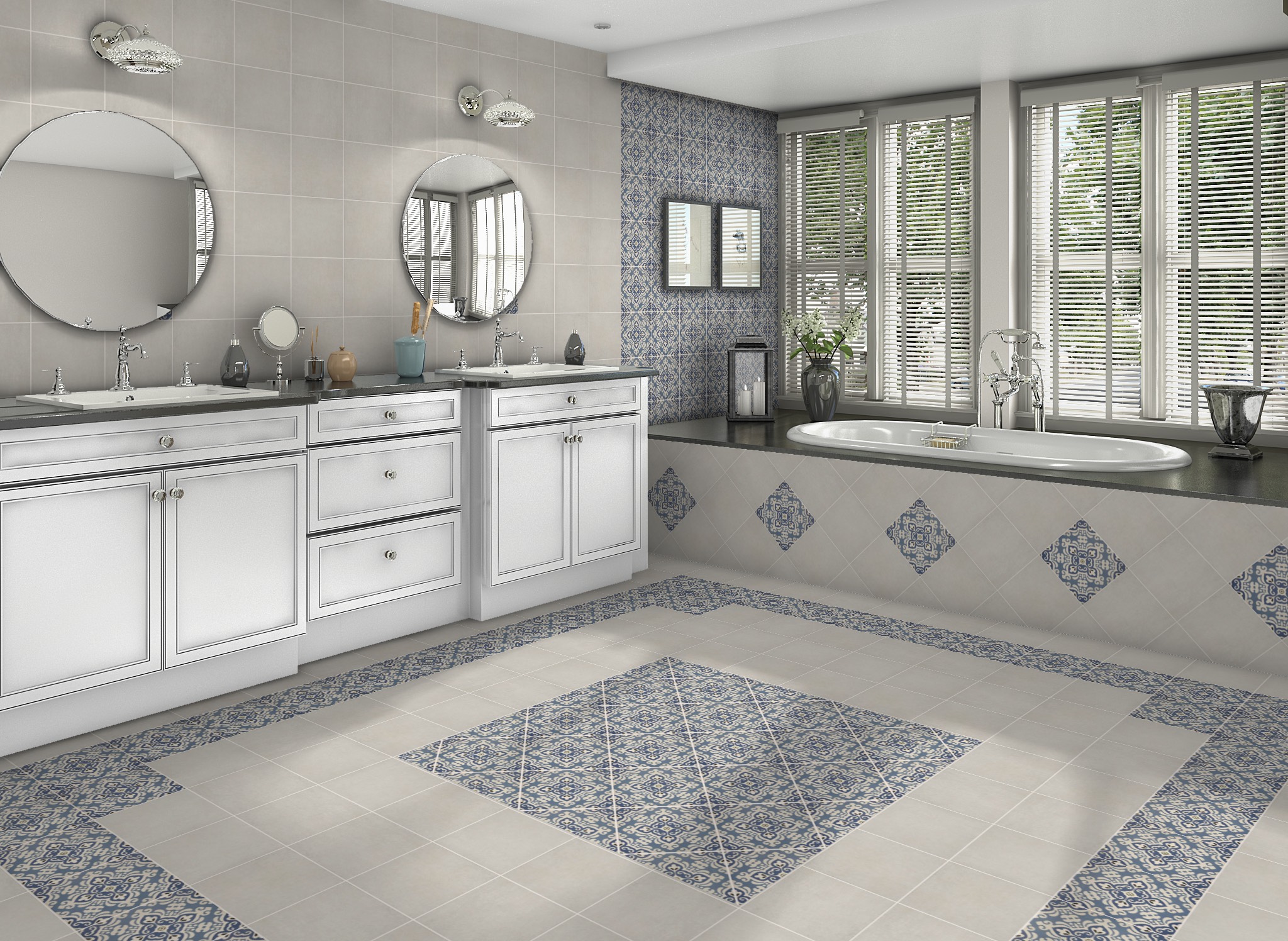 Tapestry Istanbul and Sierra White 9x9 | Glens Falls Tile & Supplies