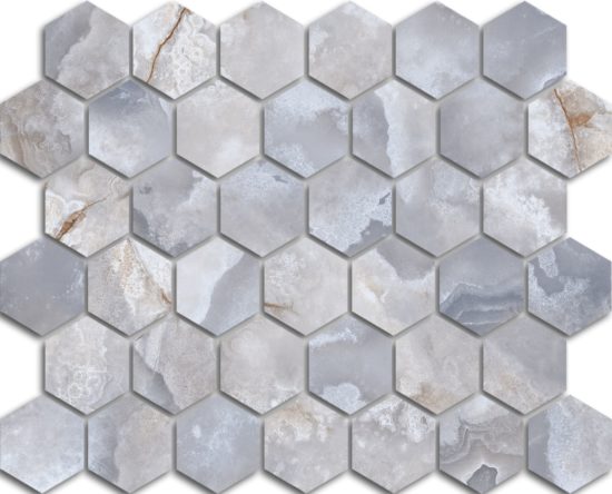 Treasure Blue Dream Onyx 2x2 Carved Hexagon Mosaic