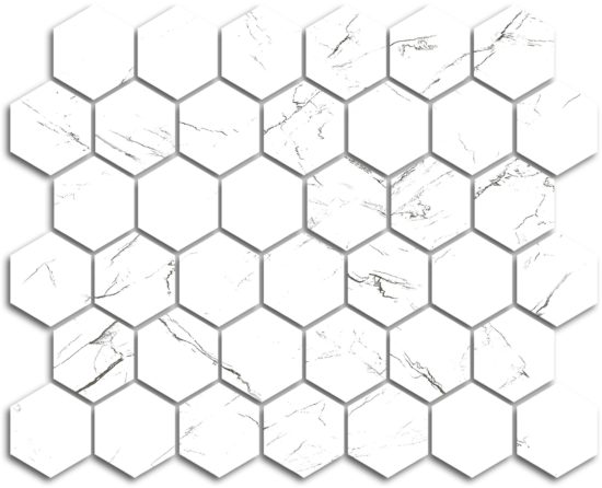 Treasure Ice White Marble 2x2 Polished Hexagon Mosaic