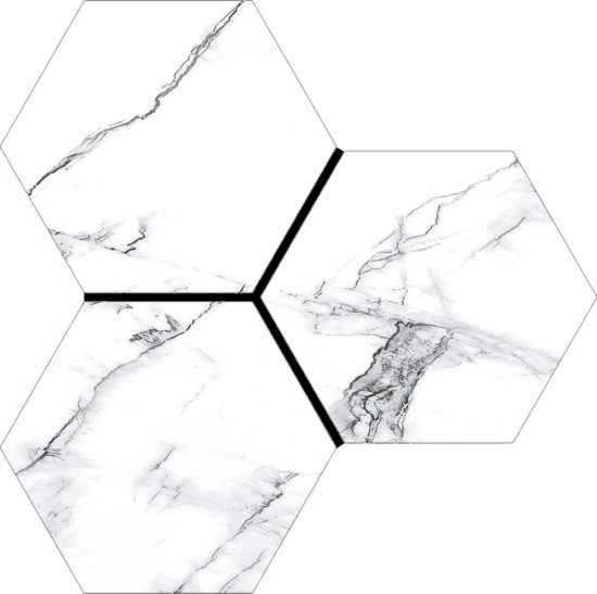 Treasure Ice White Marble 6" Carved Hexagon | Glens Falls Tile & Supplies