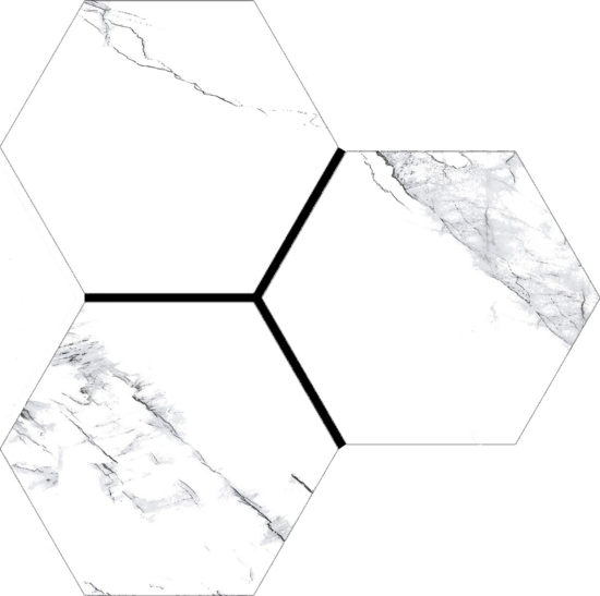 Treasure Ice White Marble 6" Carved Hexagon | Glens Falls Tile & Supplies