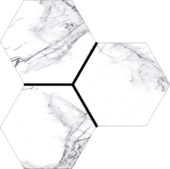 Treasure Ice White Marble 6" Carved Hexagon | Glens Falls Tile & Supplies