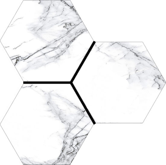 Treasure Ice White Marble 6" Carved Hexagon | Glens Falls Tile & Supplies