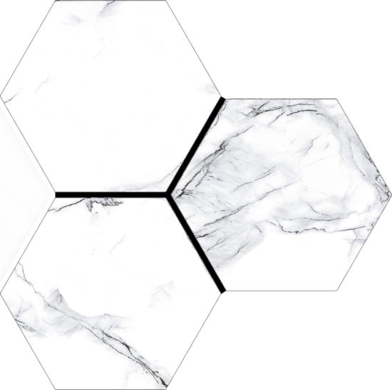 Treasure Ice White Marble 6" Carved Hexagon | Glens Falls Tile & Supplies