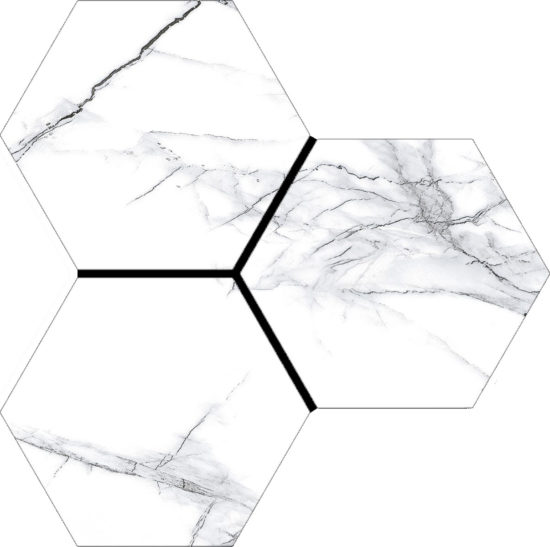 Treasure Ice White Marble 6" Carved Hexagon