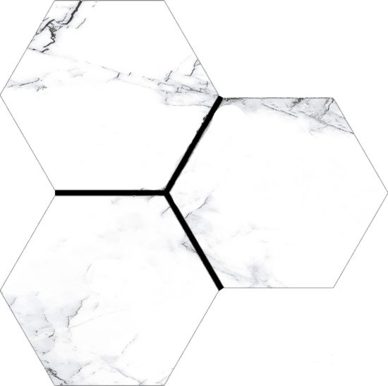 Treasure Ice White Marble 6" Carved Hexagon | Glens Falls Tile & Supplies