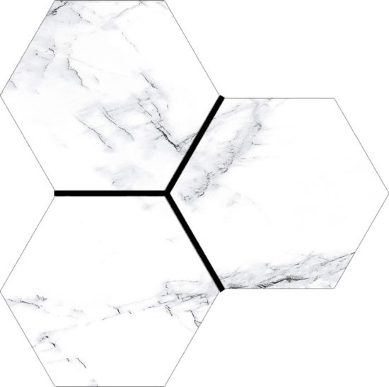 Treasure Ice White Marble 6" Carved Hexagon | Glens Falls Tile & Supplies