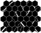 Treasure Midnight Nero 2x2 Carved Matte Hexagon Mosaic | Glens Falls Tile & Supplies