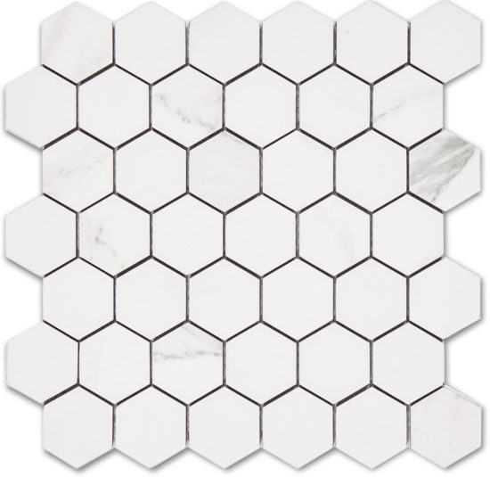 Treasure Statuario 2x2 Polished Hexagon Mosaic | Glens Falls Tile & Supplies