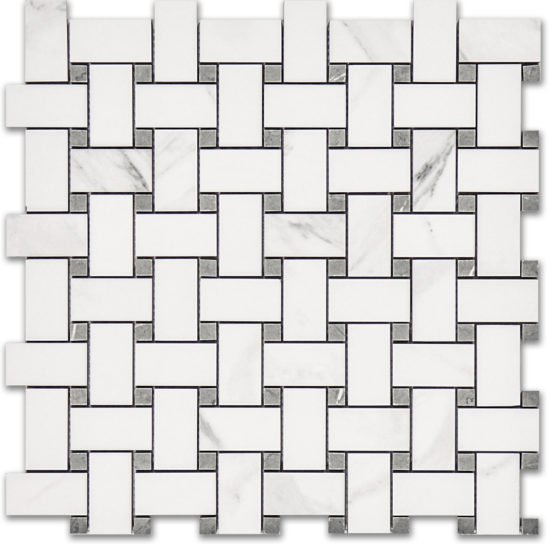 Treasure Statuario Polished Basketweave Mosaic | Glens Falls Tile & Supplies