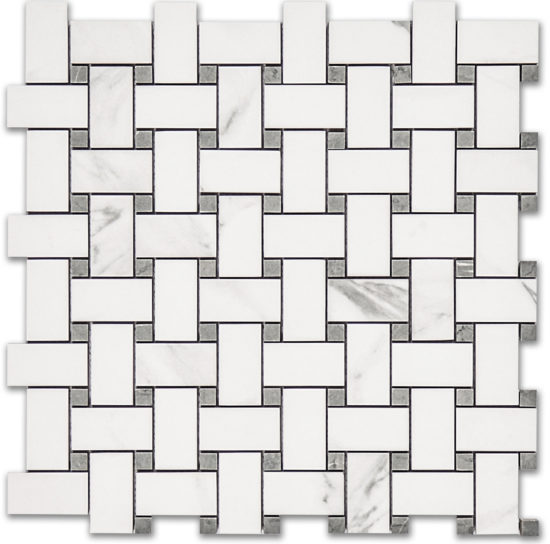 Treasure Statuario Polished Basketweave Mosaic | Glens Falls Tile & Supplies
