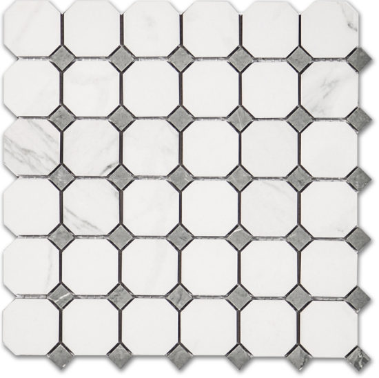Treasure Statuario Polished Octagon/Dot Mosaic | Glens Falls Tile & Supplies