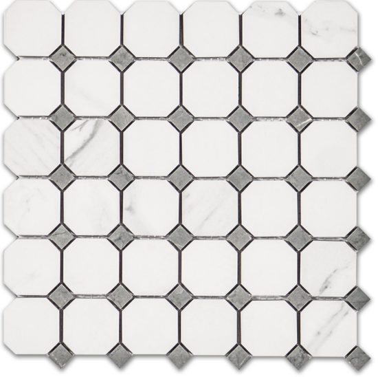 Treasure Statuario Polished Octagon/Dot Mosaic | Glens Falls Tile & Supplies