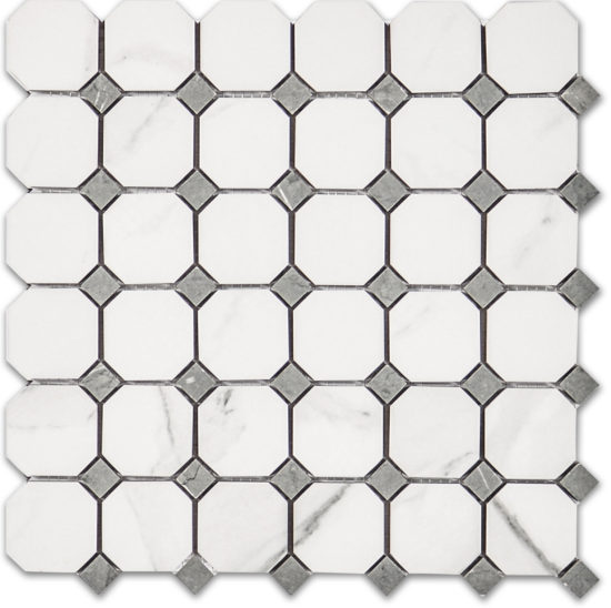 Treasure Statuario Polished Octagon/Dot Mosaic | Glens Falls Tile & Supplies