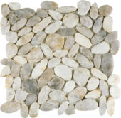 White Sliced Polished Pebble Interlocking Mosaic | Glens Falls Tile & Supplies