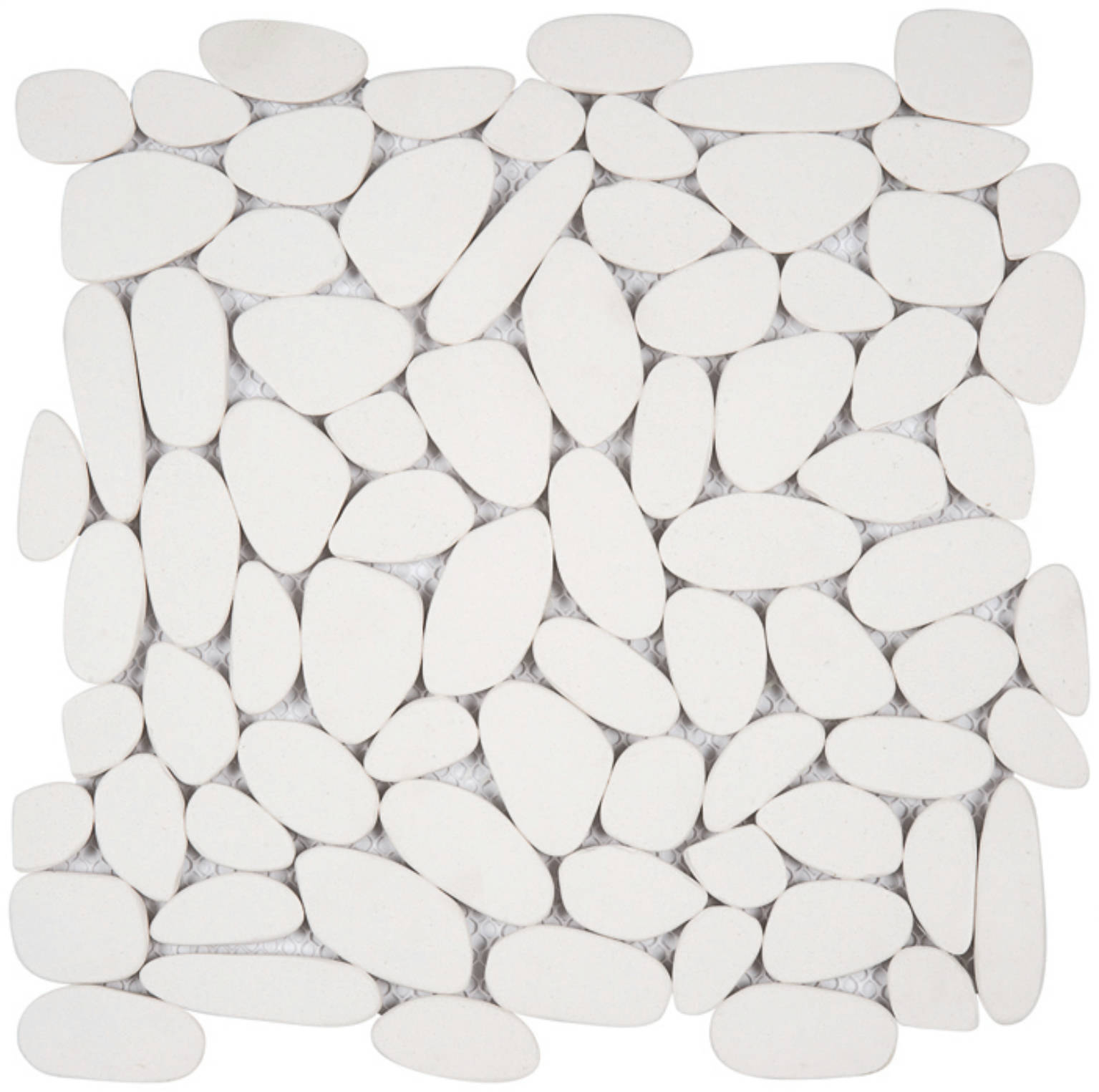 White Sliced Reconstituted Pebble Interlocking Mosaic | Glens Falls Tile & Supplies