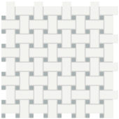 White w/Cloud Blue Matte Basketweave Mosaic | Glens Falls Tile & Supplies
