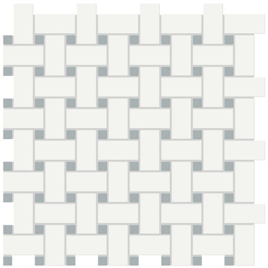 White w/Cloud Blue Matte Basketweave Mosaic | Glens Falls Tile & Supplies