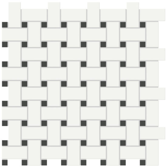 White w/Retro Black Matte Basketweave Mosaic | Glens Falls Tile & Supplies