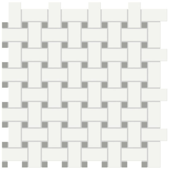 White w/Taupe Matte Basketweave Mosaic | Glens Falls Tile & Supplies