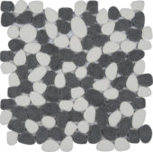 White&Black Reconstituted Pebble Interlocking Mosaic | Glens Falls Tile & Supplies