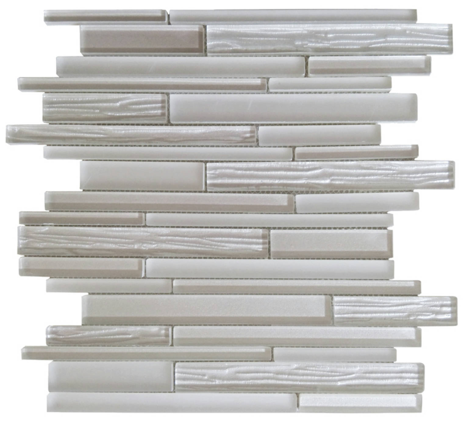 Wood Look Glass Baguette Light Grey Interlocking Mosaic | Glens Falls Tile & Supplies